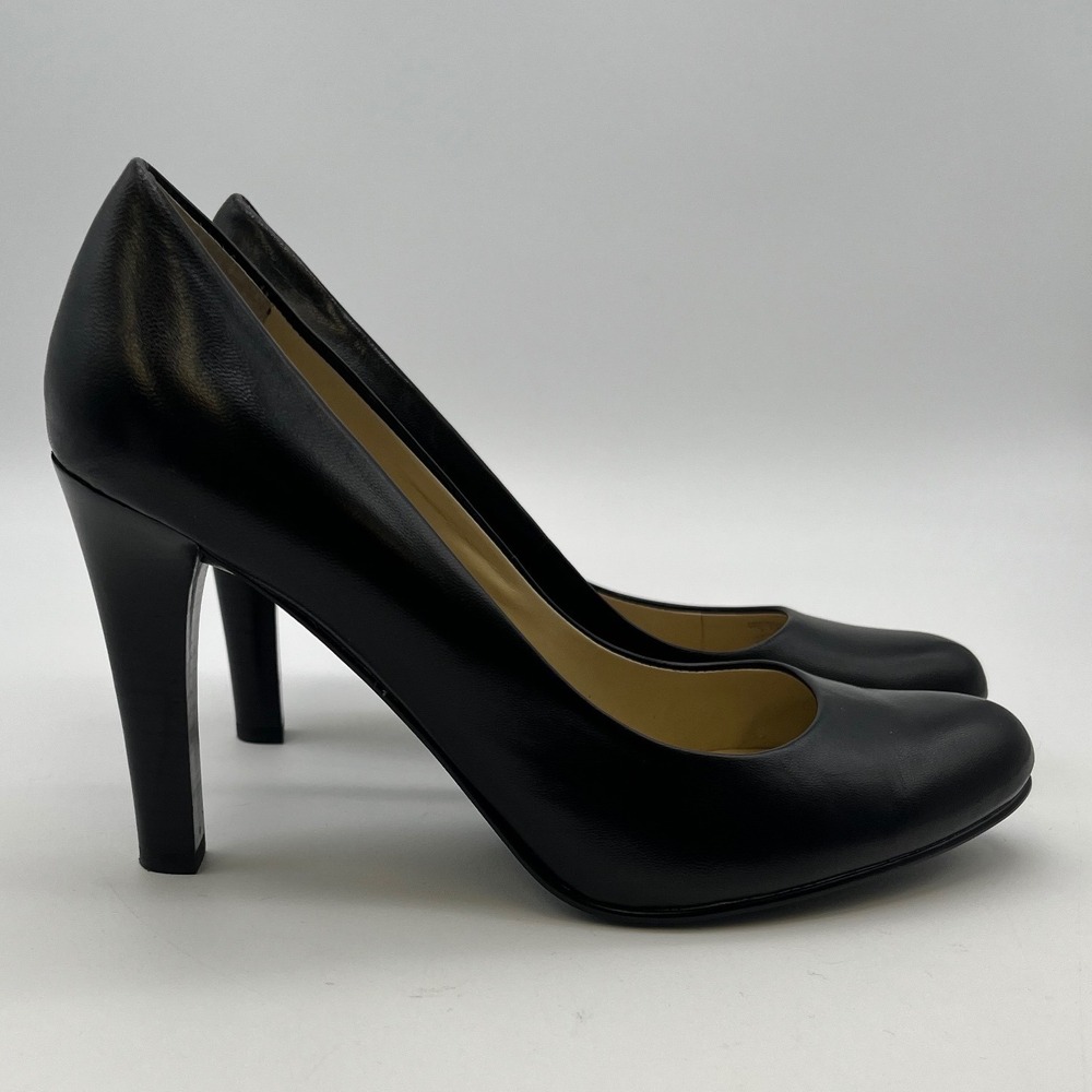 LAUREN Ralph Lauren Pumps Women 7.5B Black Leather Round Toe High Heel Shoes LRL